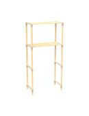 FixWood 2-Laags Wasmachine Rek – Beige - Houten Opbergrek voor Wasmachine – Ruimtebesparend Badkamerrek 127 cm – Beukenlook – 33x66x127 cm