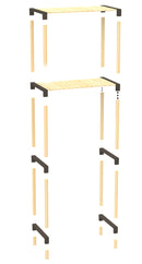 FixWood 2-Laags Wasmachine Rek – Zwart - Houten Opbergrek voor Wasmachine – Ruimtebesparend Badkamerrek 127 cm – Beukenlook – 33x66x127 cm (