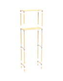 FixWood 2-Laags Wasmachine Rek – Beige - Houten Opbergrek voor Wasmachine – Ruimtebesparend Badkamerrek 127 cm – Beukenlook – 33x66x127 cm