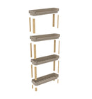 FixWood Modulaire Opbergkast – 4-Laags Houten Rek met Kunststof Bakken – Badkamer, Keuken & Woonkamer – Duurzaam en Stijlvol Design – 68 cm Hoog – Beige / Naturel