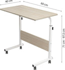 Verstelbare Laptoptafel op Wielen – In Hoogte Verstelbaar (71-98 cm) – 60 cm Breed – Compact Bureau – Verrijdbaar Laptoptafeltje voor Thuis & Kantoor – Wit