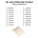 Stricknadel-Set Bambus 36-teilig - Dunkelbraun - 18 verschiedene Größen - 35 cm lang - 2 bis 10 mm dick