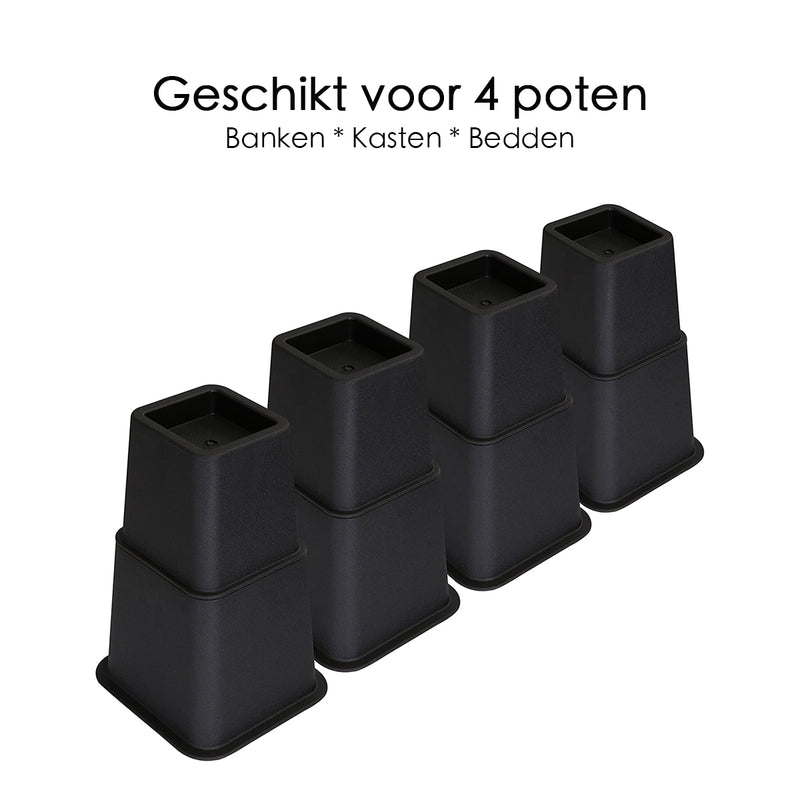 Möbel-Booster-Set – Verstellbare Beine – 8-teilig – Schwarz