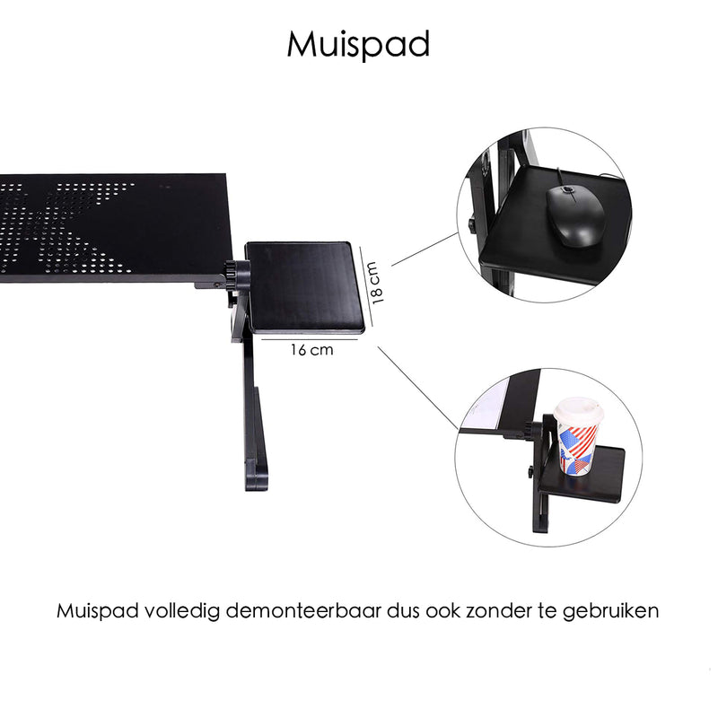Laptopstandaard - Laptop koeler - Tot en met 16 inch - Verstelbaar & kantelbaar - Zwart