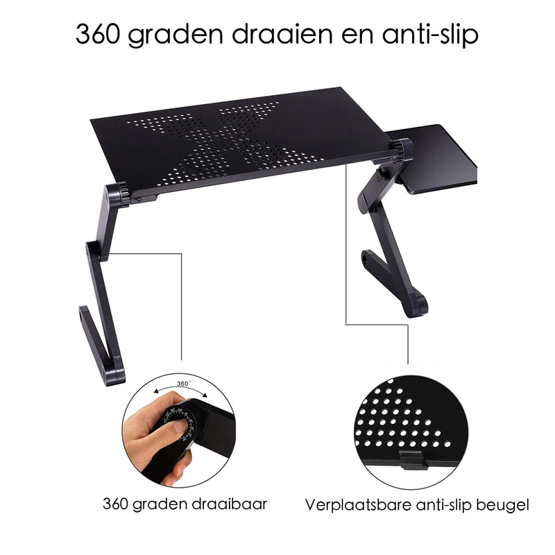 Laptopstandaard - Laptop koeler - Tot en met 16 inch - Verstelbaar & kantelbaar - Zwart