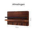 Schlüsselleiste - Schlüsselschränke - Fünf Schlüsselhaken 30 x 18 cm - Buchenholz - Dunkelbraun