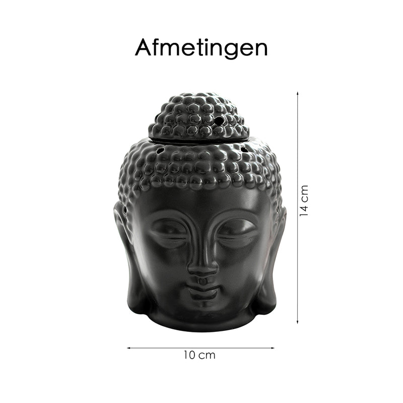 Buddhahoofd Kaarshouder - Keramiek - Waxinelichthouders - Uitneembaar onderstuk - 10 x 14 cm