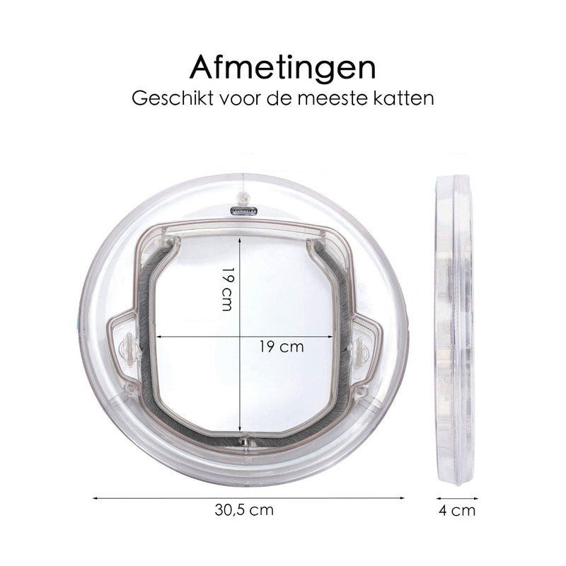 Kattenluik - Universeel - Met lock functie - 19 x 19 cm - Wit