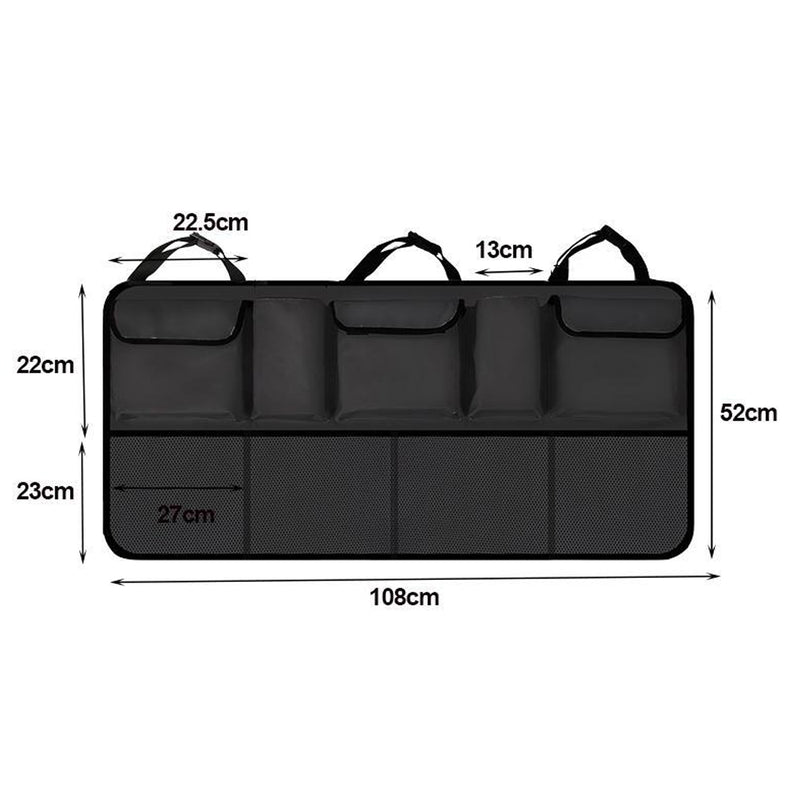Kofferraum Organizer - 108 x 52 cm - Schwarz - Verschiedene Fächer