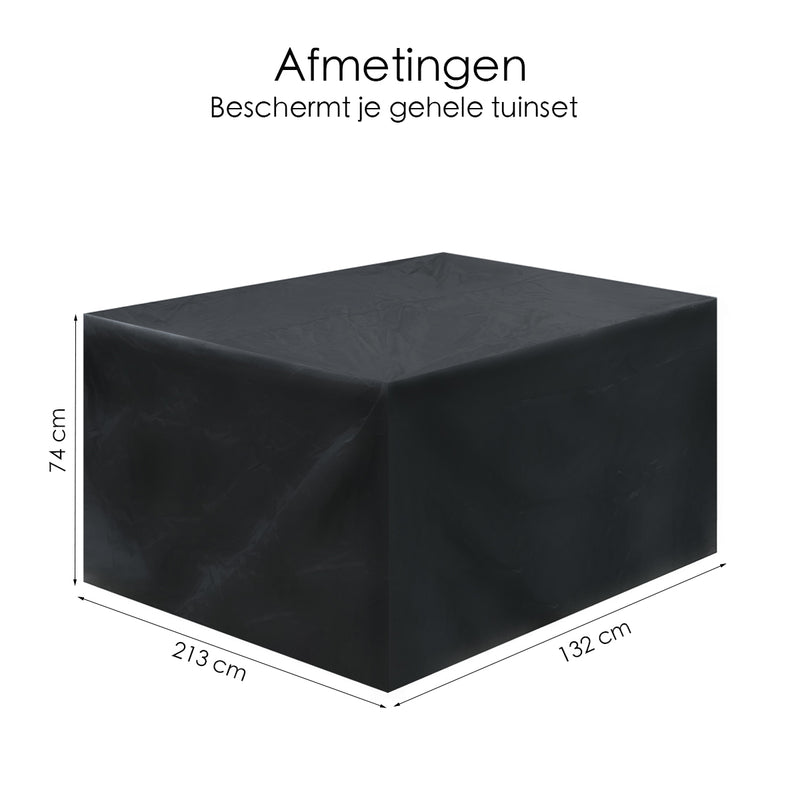 Beschermhoes voor tuinmeubelen - 213 x 132 x 74 cm - Zwart - Waterdicht - Afdekhoes