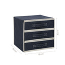 Kommode Leinen Faltbar - Blau - 30 x 30 x 30 cm - Kleider Organizer - Faltbarer Unterwäsche Organizer mit 3 Schubladen - Aufbewahrung für Hosen, T-Shirts, Shirts und Tops