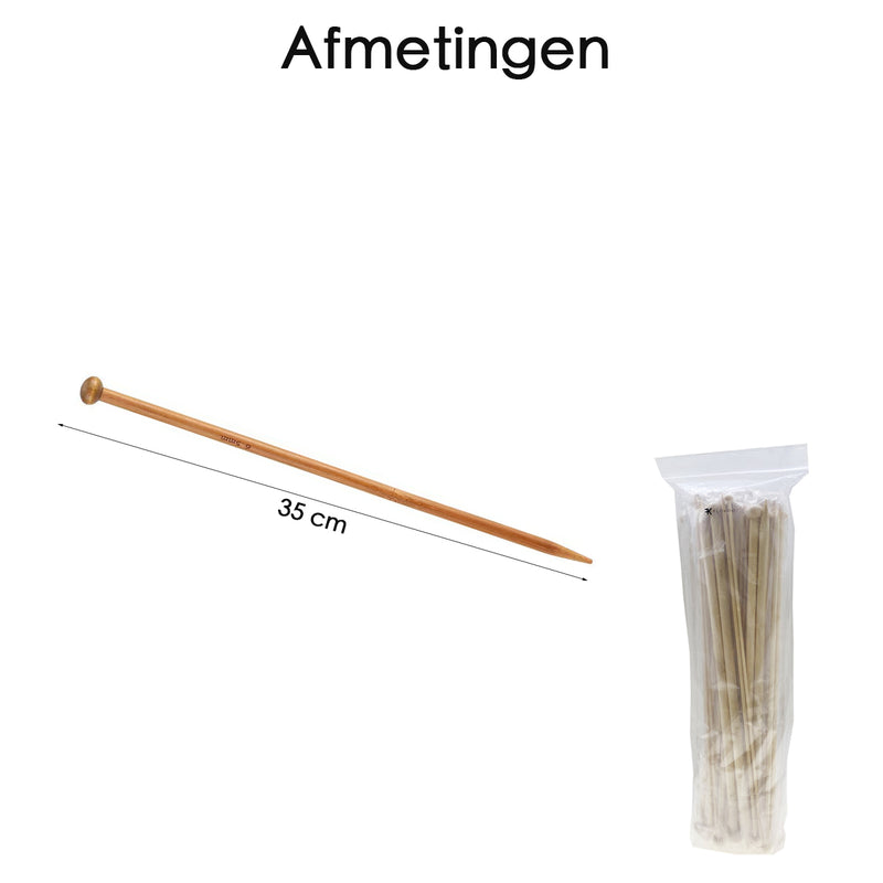 Breinaalden Set Bamboe 36 Stuks - Donker Bruin - 18 Verschillende Maten - 35 cm Lang - 2 tot 10 mm Dikte