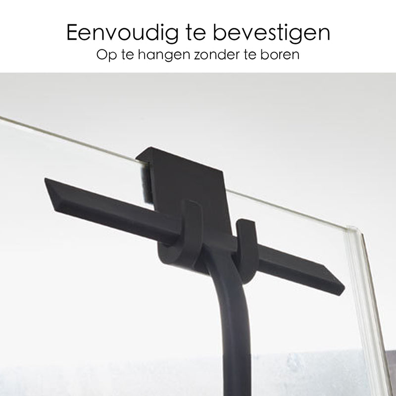 Douchewisser - Zwart - Siliconen - 21 centimeter - Inclusief flexibele glashaak