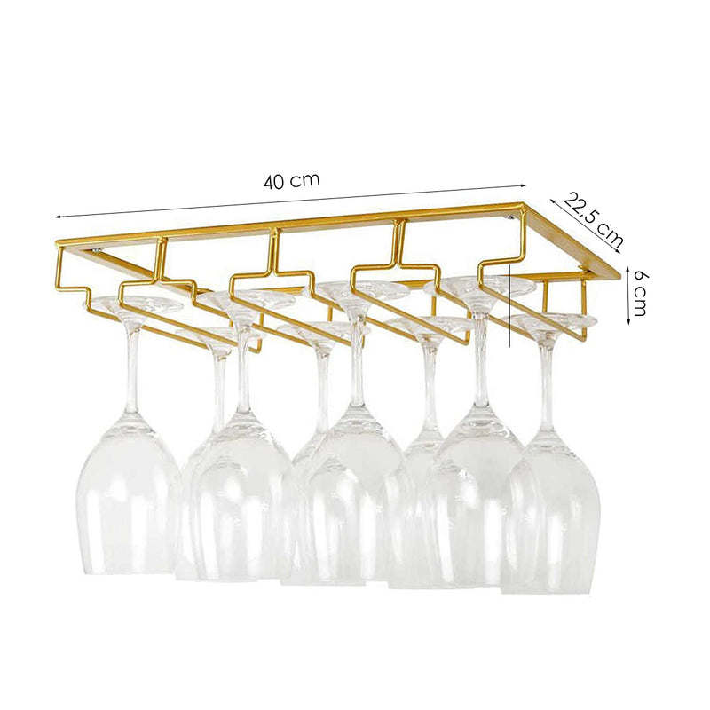 Hängeregal Weingläser - 12 Gläser - Goldfarben - Weinglashalter