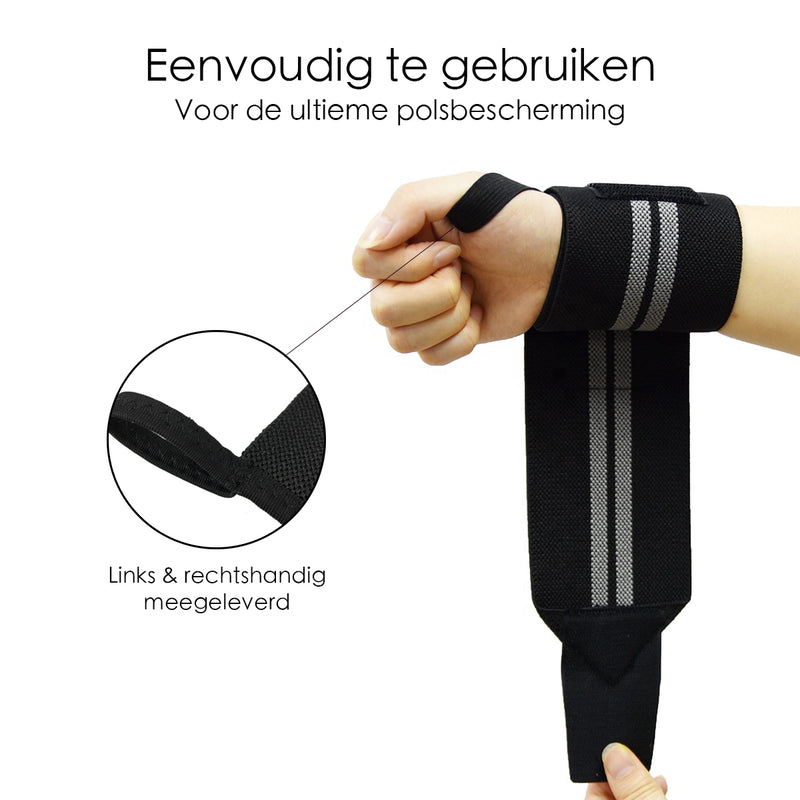 Fitness / Crossfit Wristband - Wrist Bandage Wrist Support Wraps - Wrist Bandage Band - Set Of 2 Pieces - Black/Grey