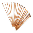 Stricknadel-Set Bambus 36-teilig - Dunkelbraun - 18 verschiedene Größen - 35 cm lang - 2 bis 10 mm dick