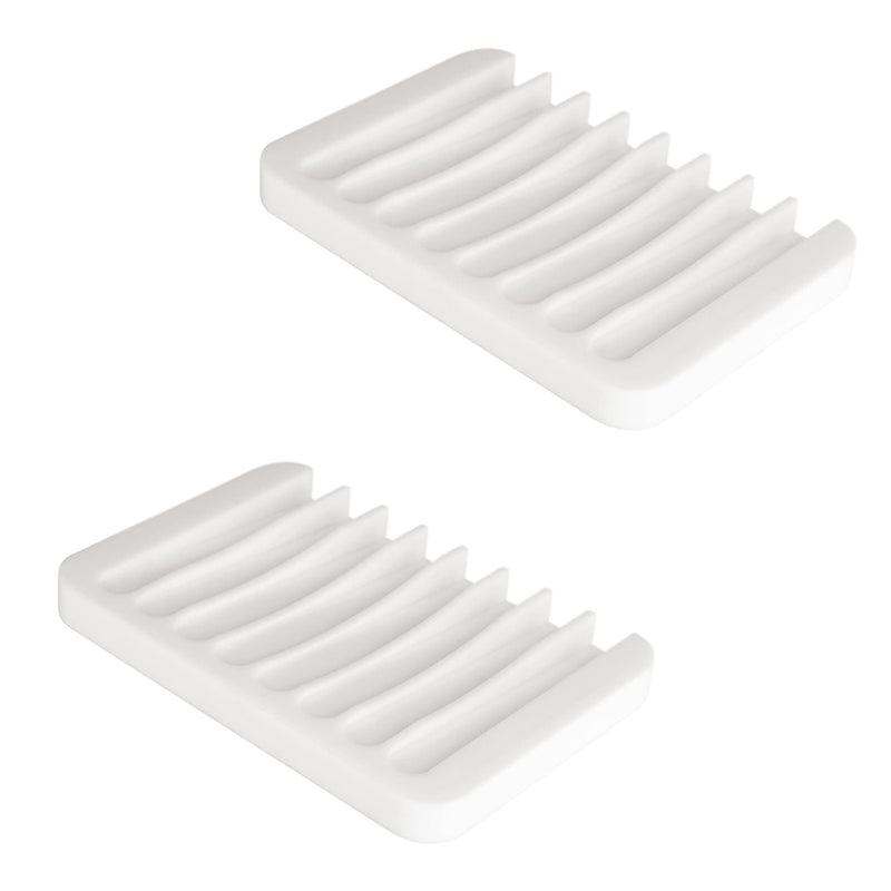 Seifenschale - 2 Stück - Weiß - Seifenhalter - Silikon - Multifunktional in Bad, Küche, Dusche oder Toilette