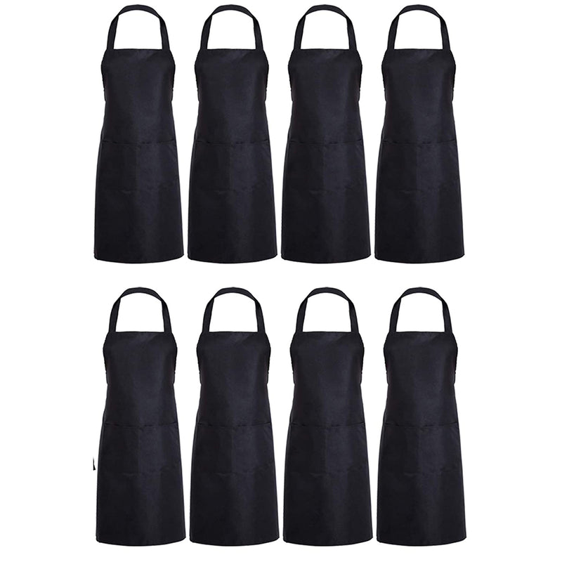 Servierschürze Lang - 8 Stück - Schwarz - Textil - 3 Ablagefächer - Profi-Gastronomieschürze - Hüftschürze - Kochschürze kurz - Küchenschürze - Schürze
