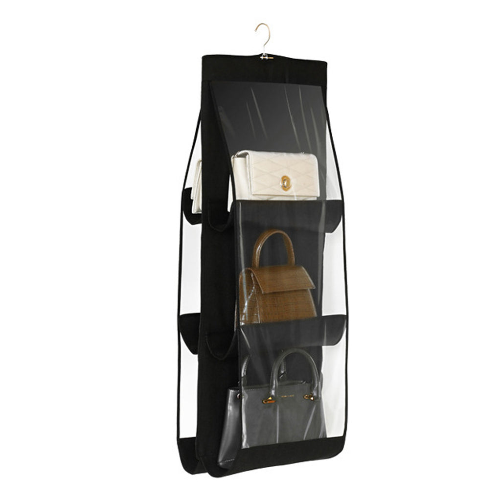 Taschen-Organizer – Aufbewahrung von 6 Handtaschen – Schwarz – Hängender Taschen-Organizer – 85 cm x 36 cm – Organizer
