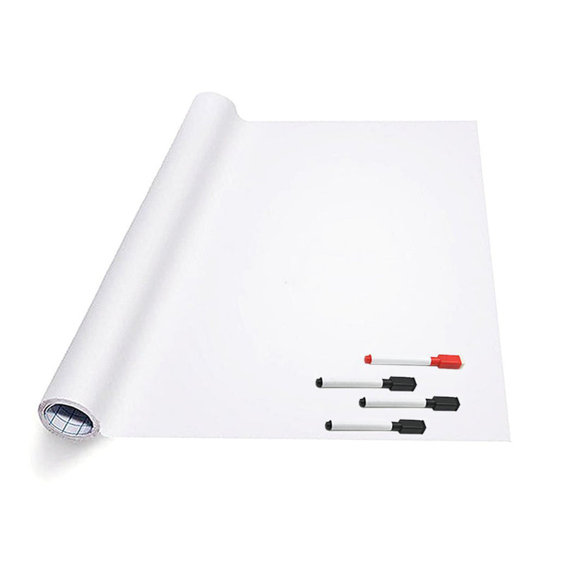Whiteboard Folie XL Zelfklevend (200 x 45 cm) met 4 Stiften met Wisser - Whiteboard Sticker - Beschrijfbare Muursticker - Whiteboardsticker - Whiteboardfolie - Schoolbord Folie - Memobord Folie