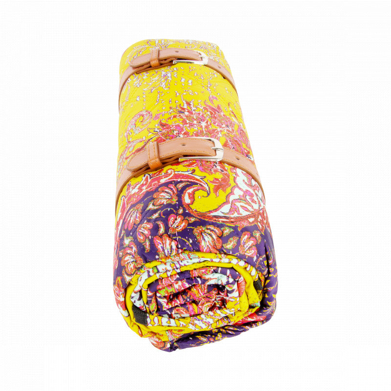 Buitenkleed XXL - Picknickkleed - Speelkleed voor kinderen - Plaid 200 x 200 cm - Ibiza Strandlaken Style - Water- en Vuilafstotend - Re-cyclebaar materiaal - Trendy - Vintage - Geel