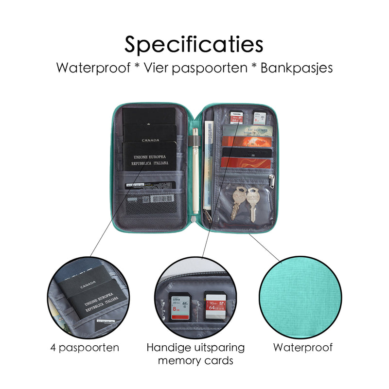 Paspoorthoes - 21,5 cm x 12,5 cm - Waterbestendig - Lichtblauw