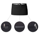 Serveerschort Kort - Zwart - Textiel - 3 Opbergvakken - Professioneel Horecaschort - Heupschort - Kort Kookschort - Keukenschort - Sloof