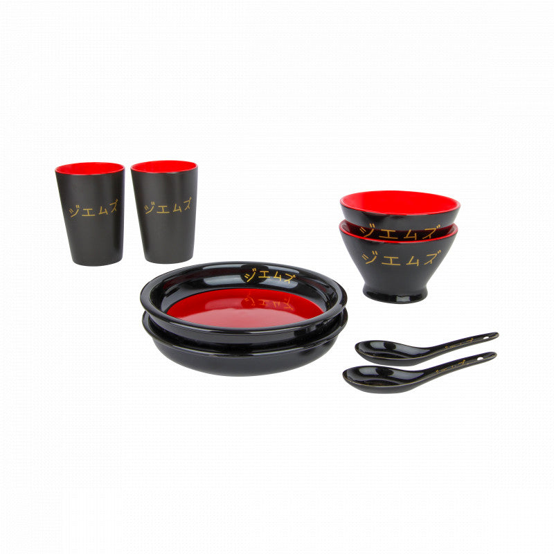Sushi Servies - 8 delig Luxe giftbox - Zwart Rood Goud - Sushi