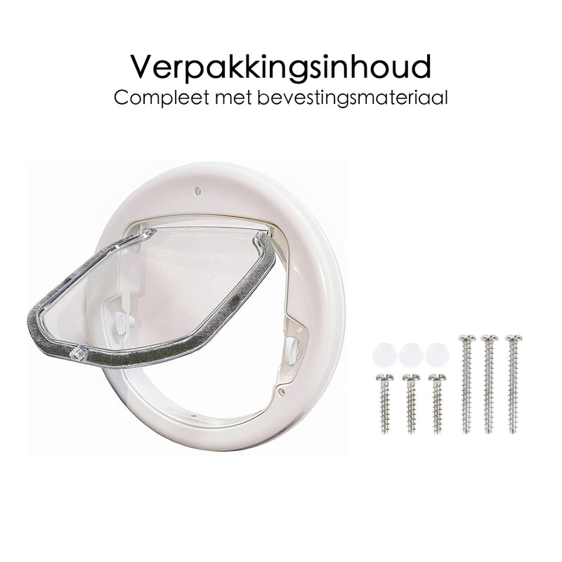 Kattenluik - Universeel - Met lock functie - 19 x 19 cm - Wit