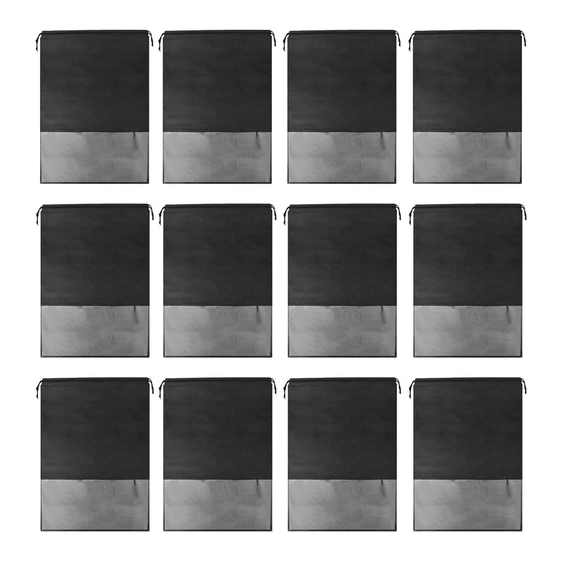 Schoenenzak 12 stuks - Schoenopbergers - Vilt - Transparant raam – Ophangbaar – Trekkoord – 44 x 32 cm