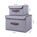 Aufbewahrungsboxen Set – 2 Stück – Grau – Aufbewahrungskörbe mit Deckel – Textil – Aufbewahrungsbox – Organizer