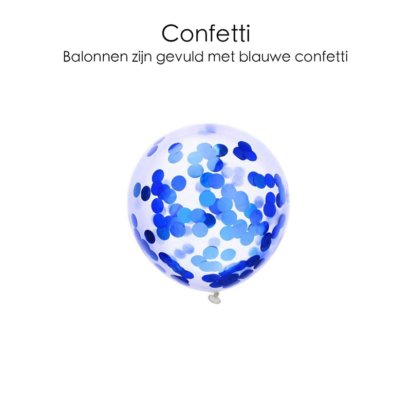 Ballonnenset blauw - Confetti ballonnen - 40 stuks inclusief Lint
