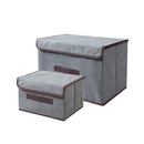 Aufbewahrungsboxen Set – 2 Stück – Grau – Aufbewahrungskörbe mit Deckel – Textil – Aufbewahrungsbox – Organizer