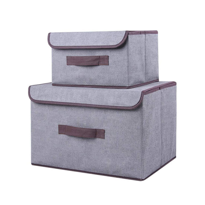 Aufbewahrungsboxen Set – 2 Stück – Grau – Aufbewahrungskörbe mit Deckel – Textil – Aufbewahrungsbox – Organizer